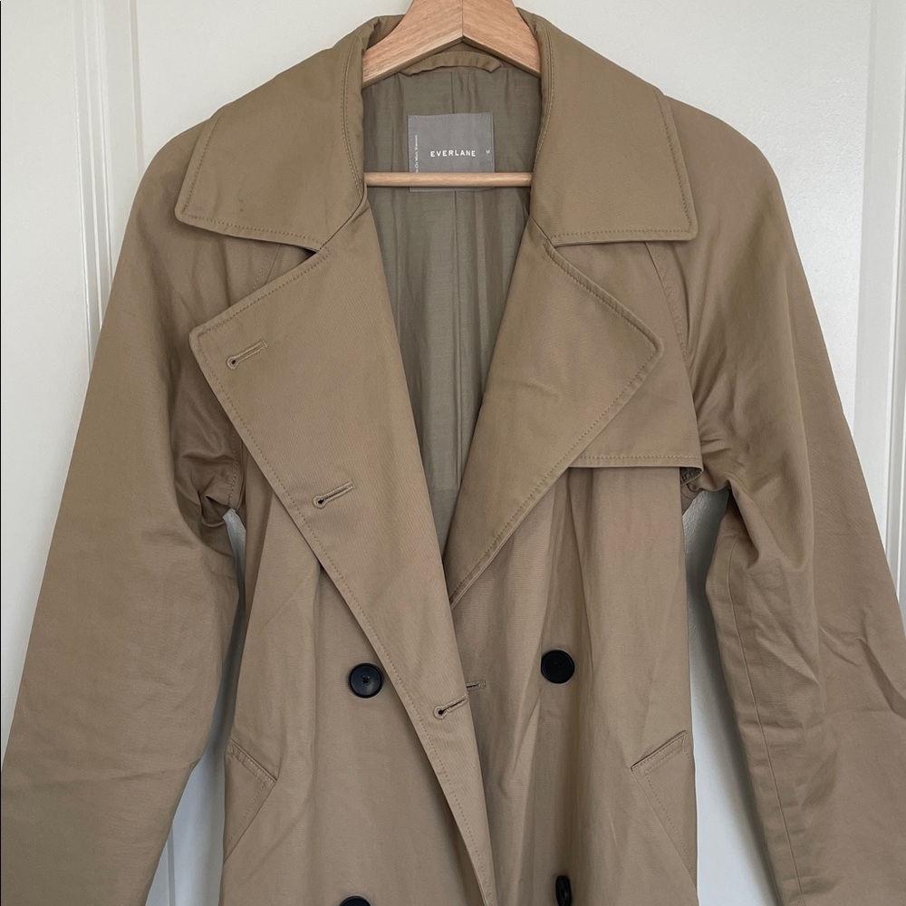 Everlane Khaki Double-Breasted Trench Coat